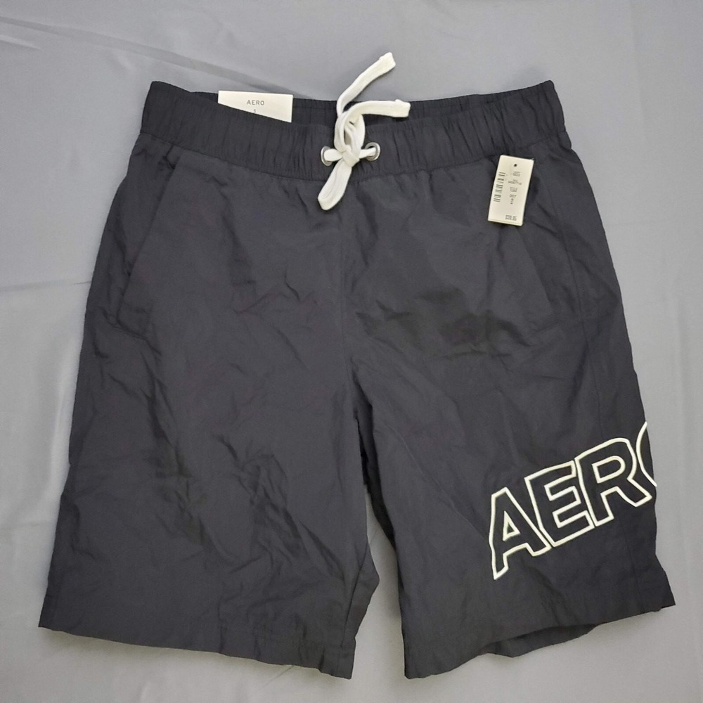 Aeropostale Mens Black Nylon‎ Graphic Board Shorts Swim Trunks Small NWT